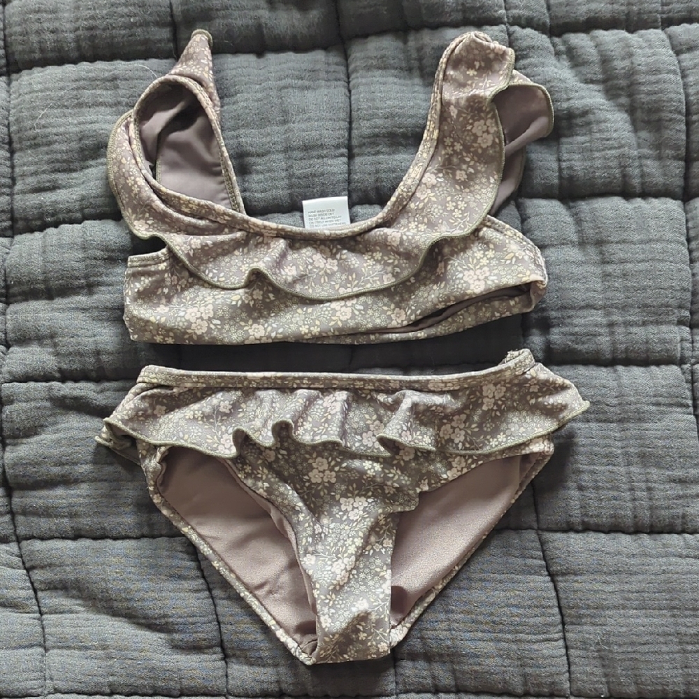 Jamie Kay Brown and Cream Ruffled Bikini Swimwear